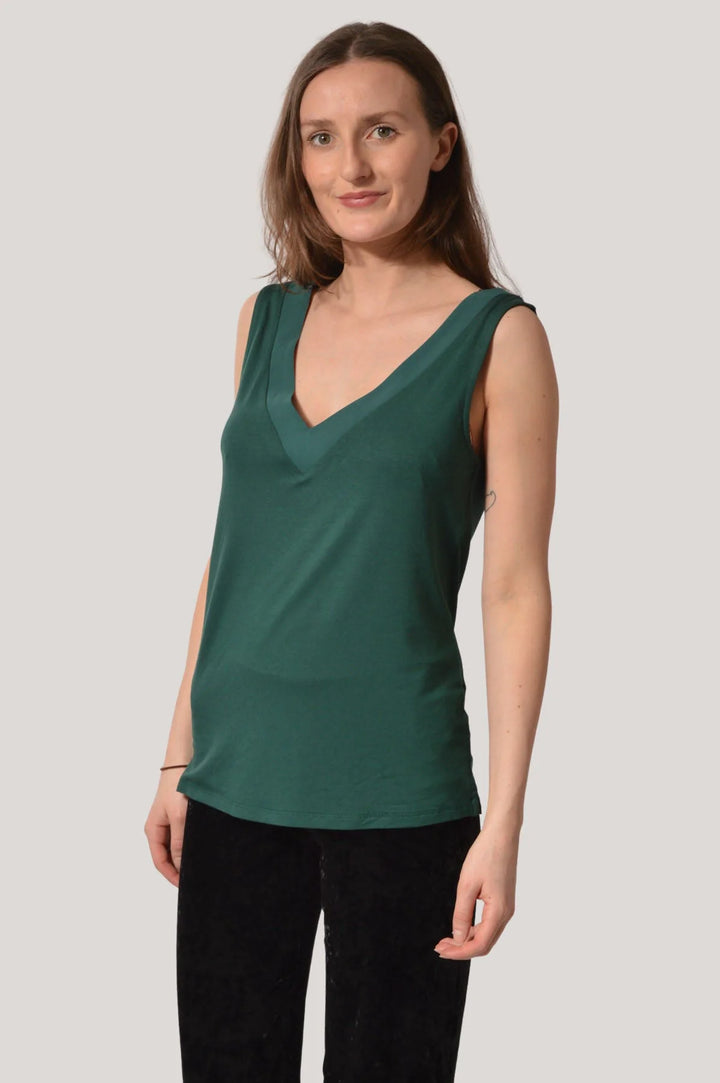 Warehouse V Neck Cami Top Dark Green / 6