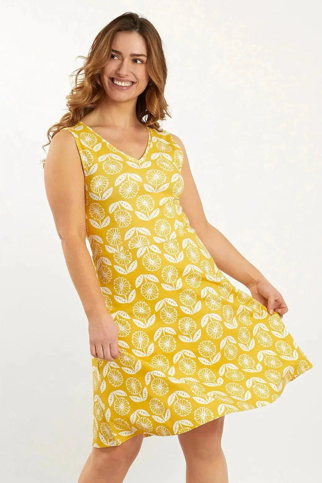 Weird Fish Floral Summer Dress Yellow / 8