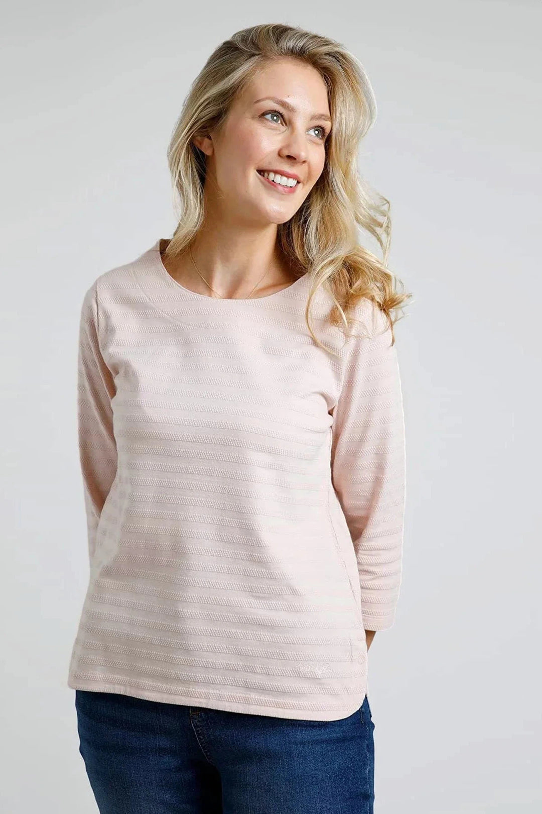 Weird Fish Self Stripe Texture Top Pale Pink / 18