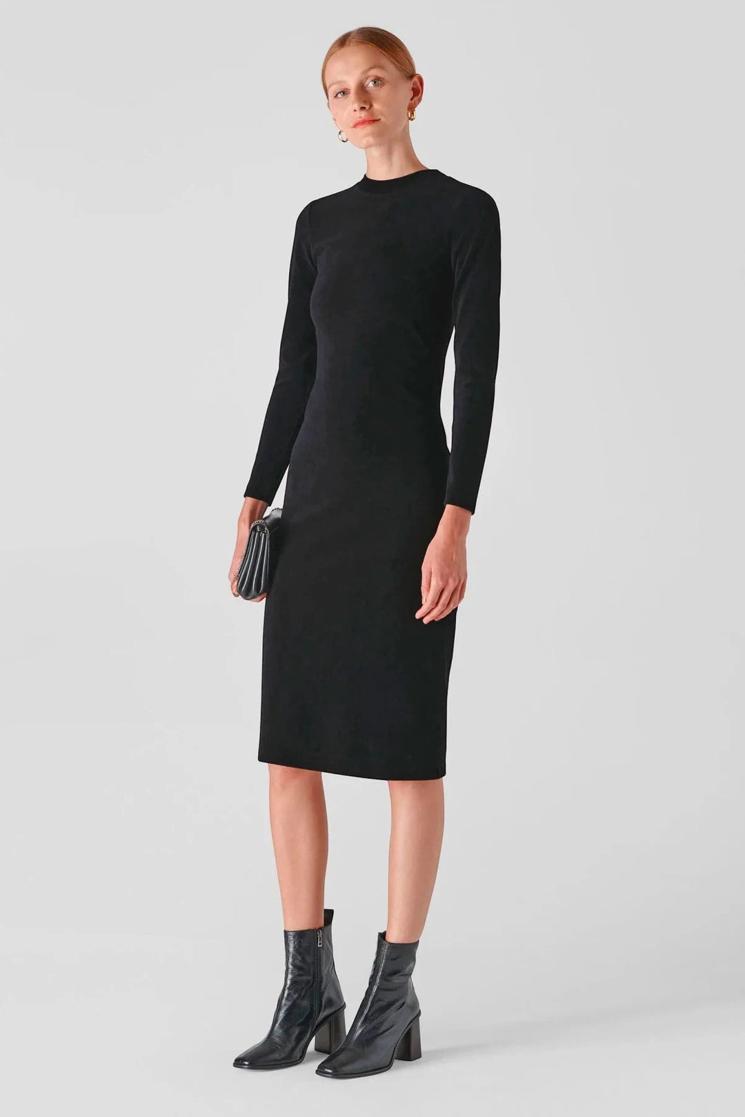 Whistles Cord Velvet Jersey Dress Black / 6