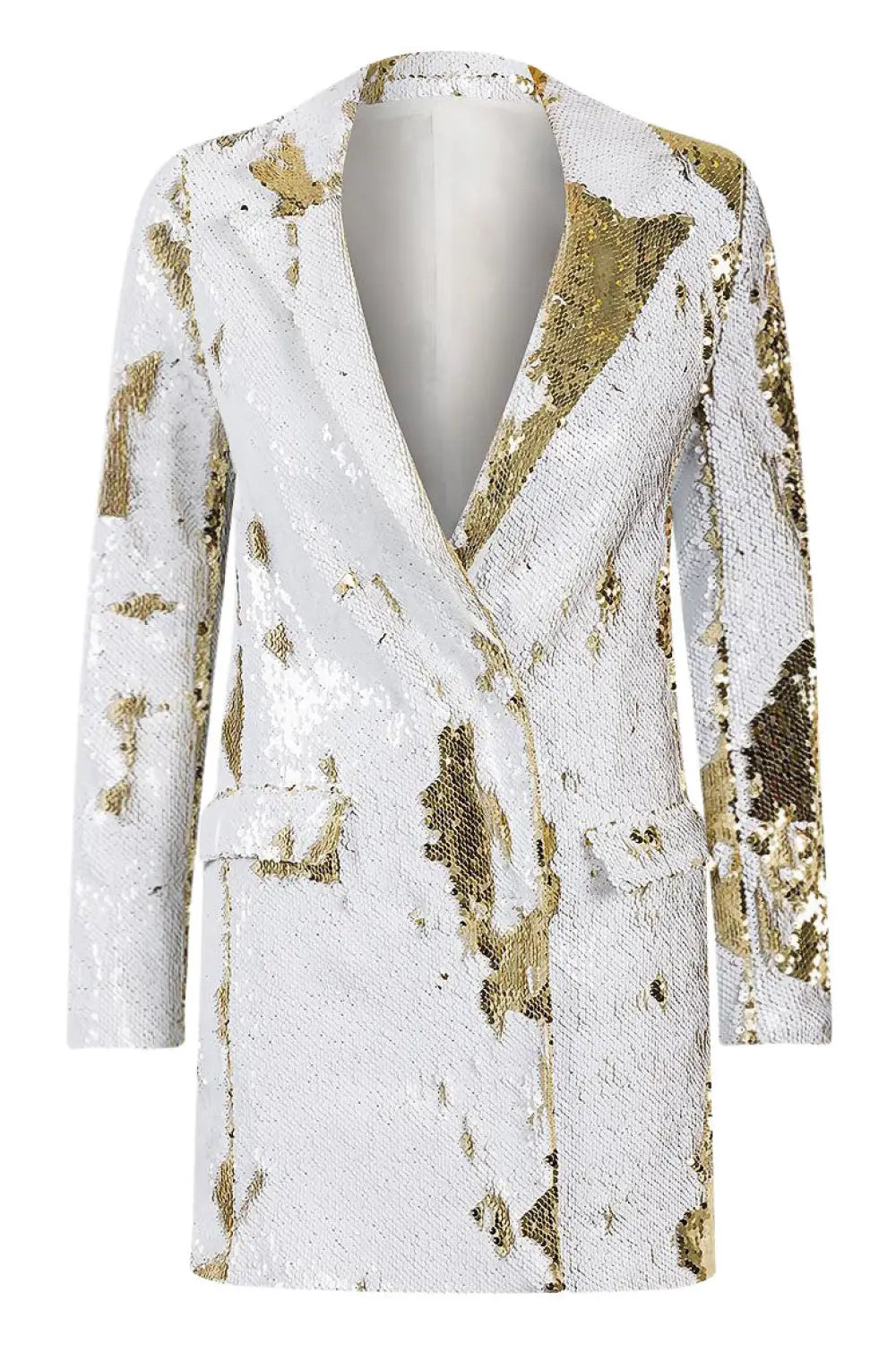 Topshop White Gold Sequin Blazer