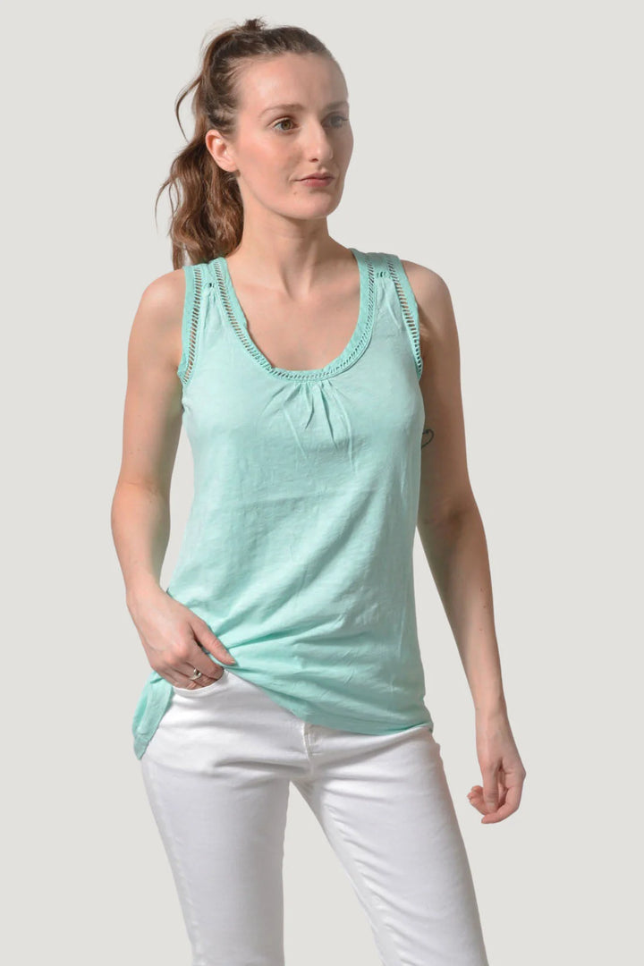 White Stuff Sleeveless Scoop Neck Jersey Top Green / 8