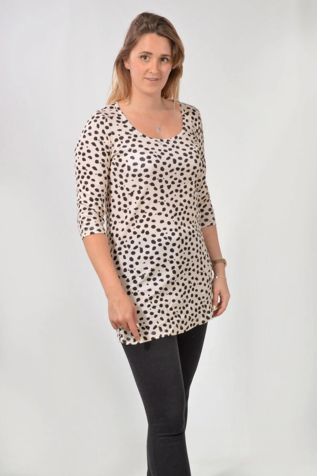 JD Williams Dalmation Print Tunic Top Beige / 12