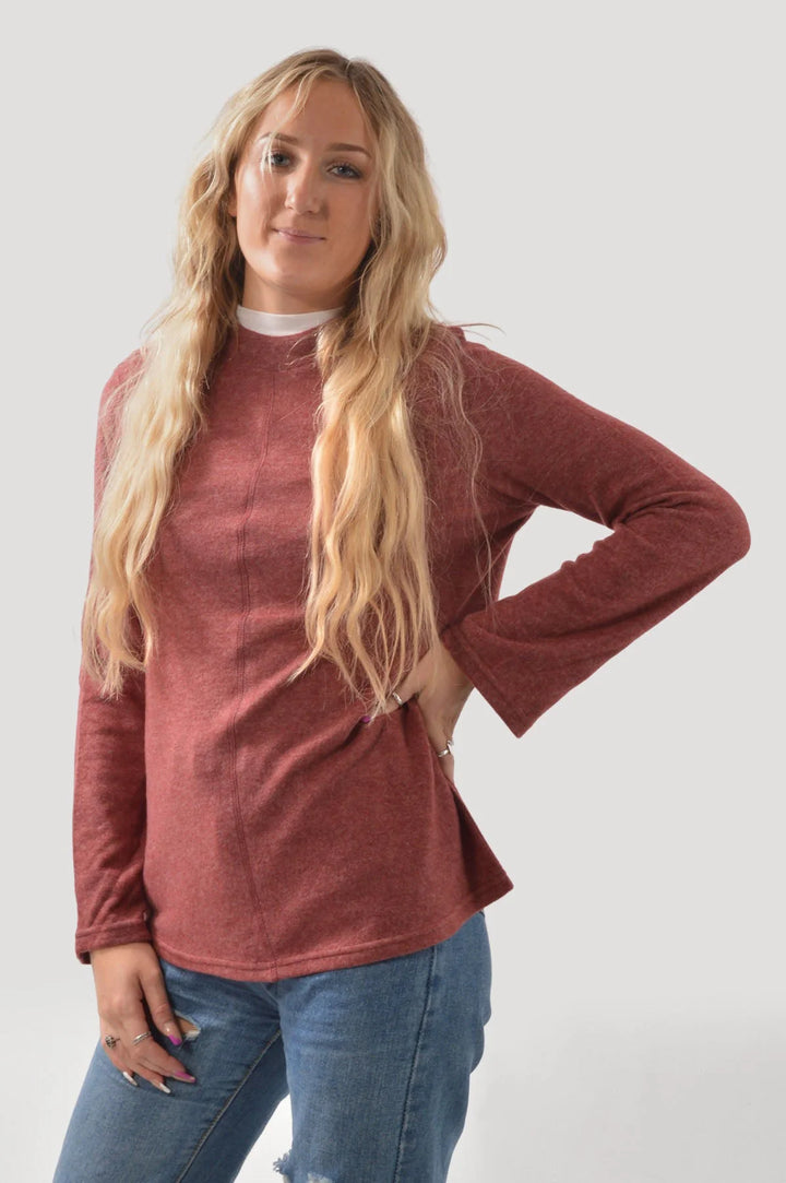 Yessica Soft Light Fleece Top Burgundy / S